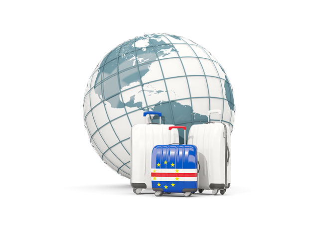 Bags on top of globe. Download flag icon of Cape Verde at PNG format