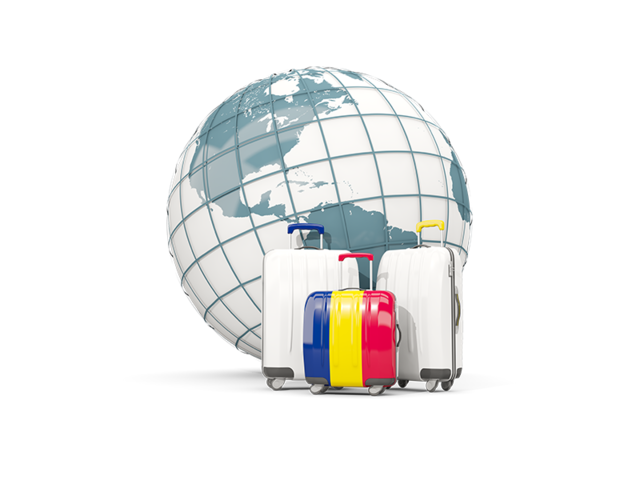 Bags on top of globe. Download flag icon of Chad at PNG format