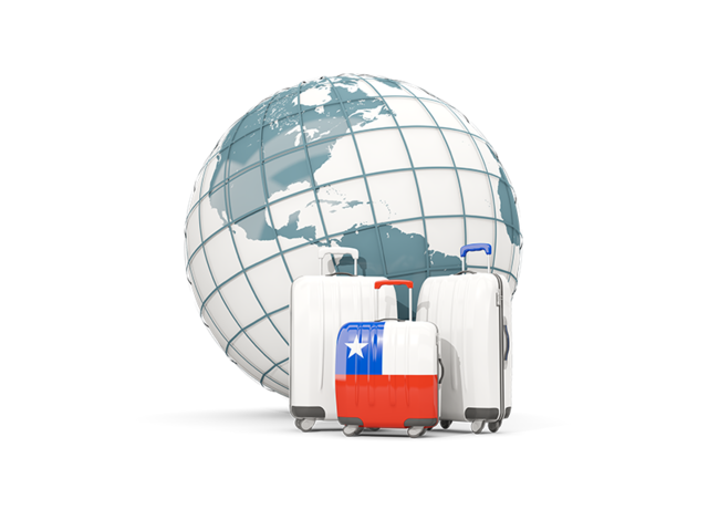 Bags on top of globe. Download flag icon of Chile at PNG format