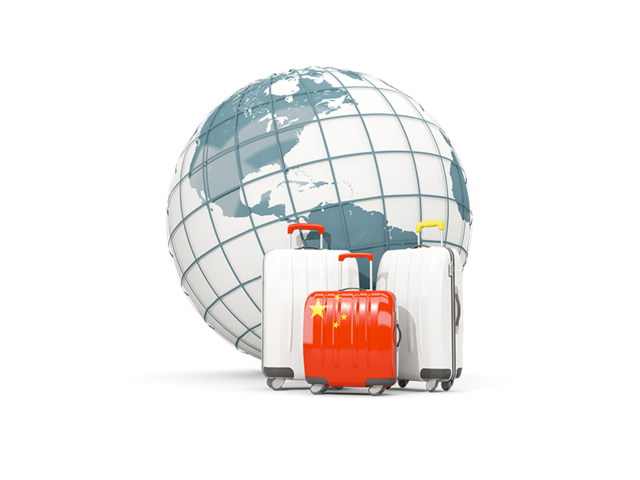 Bags on top of globe. Download flag icon of China at PNG format