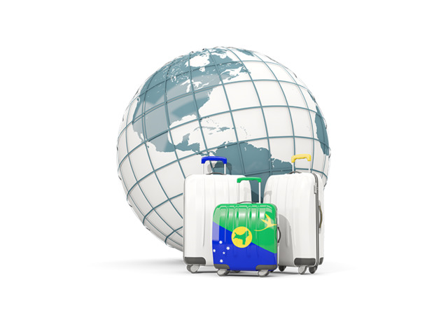 Bags on top of globe. Download flag icon of Christmas Island at PNG format