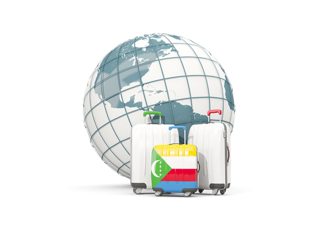 Bags on top of globe. Download flag icon of Comoros at PNG format