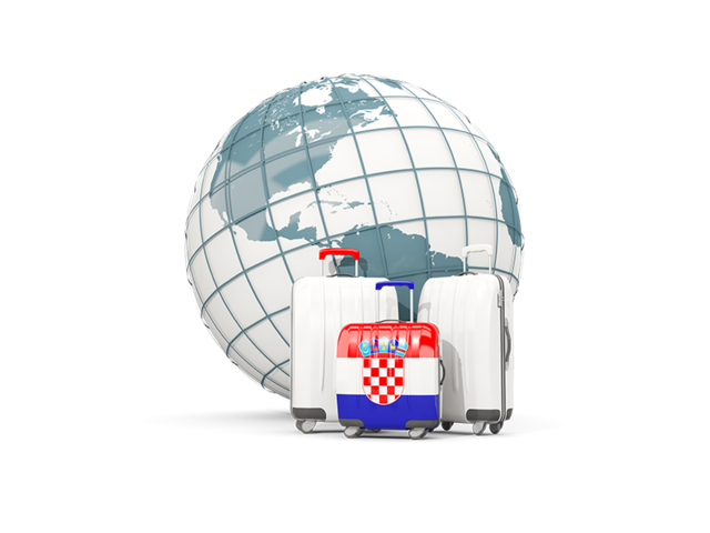 Bags on top of globe. Download flag icon of Croatia at PNG format