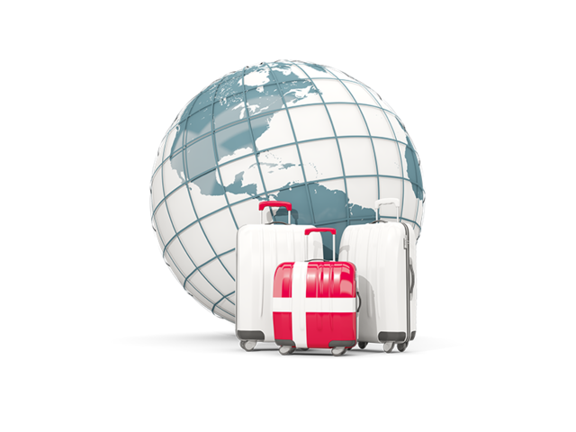 Bags on top of globe. Download flag icon of Denmark at PNG format