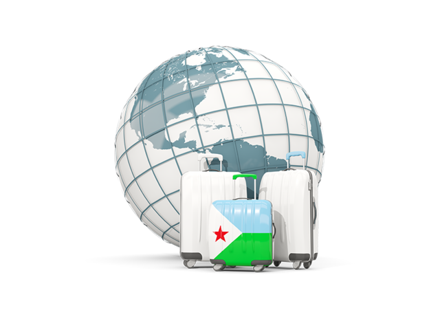 Bags on top of globe. Download flag icon of Djibouti at PNG format