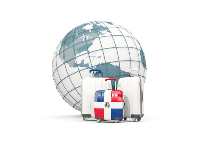 Bags on top of globe. Download flag icon of Dominican Republic at PNG format