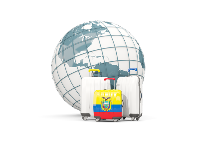 Bags on top of globe. Download flag icon of Ecuador at PNG format