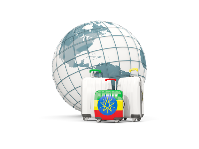 Bags on top of globe. Download flag icon of Ethiopia at PNG format