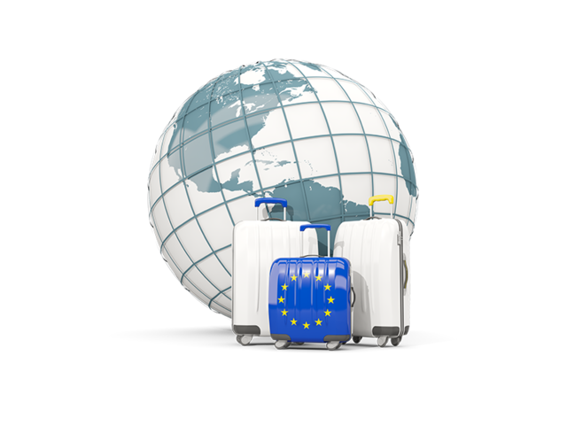 Bags on top of globe. Download flag icon of European Union at PNG format