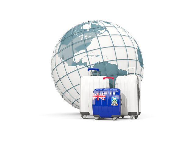 Bags on top of globe. Download flag icon of Falkland Islands at PNG format