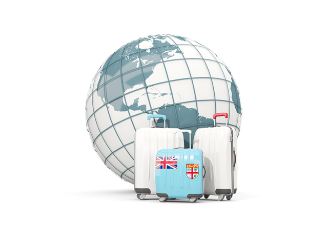 Bags on top of globe. Illustration of flag of Fiji