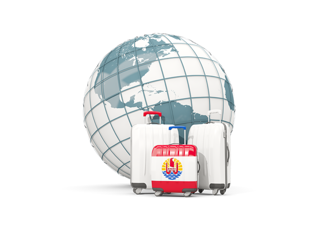 Bags on top of globe. Download flag icon of French Polynesia at PNG format