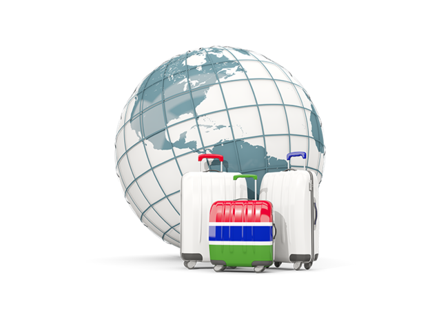 Bags on top of globe. Download flag icon of Gambia at PNG format
