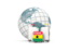 Ghana. Bags on top of globe. Download icon.