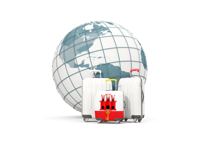 Bags on top of globe. Download flag icon of Gibraltar at PNG format