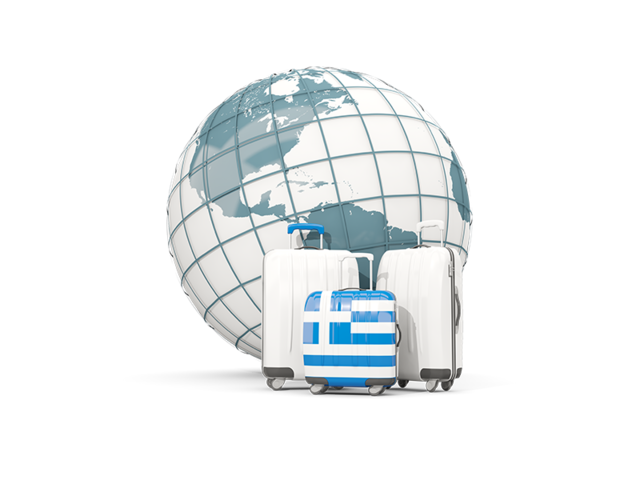 Bags on top of globe. Download flag icon of Greece at PNG format