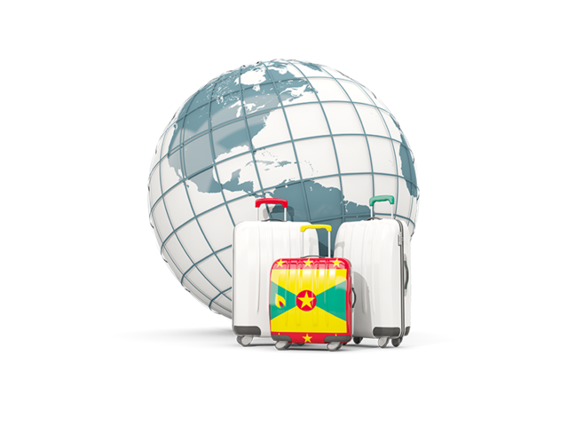 Bags on top of globe. Download flag icon of Grenada at PNG format