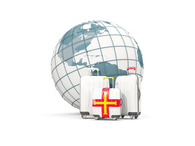 Bags on top of globe. Download flag icon of Guernsey at PNG format