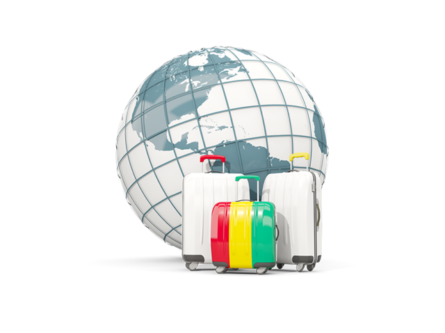 Bags on top of globe. Download flag icon of Guinea at PNG format
