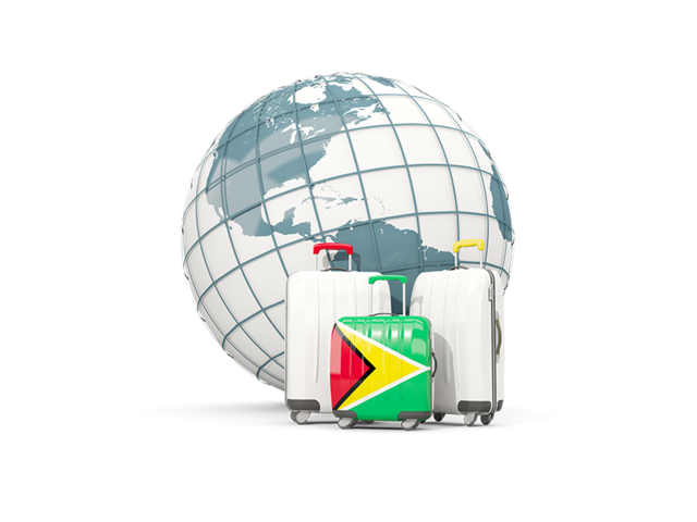 Bags on top of globe. Download flag icon of Guyana at PNG format