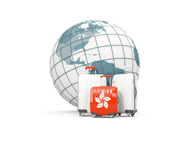 Bags on top of globe. Download flag icon of Hong Kong at PNG format