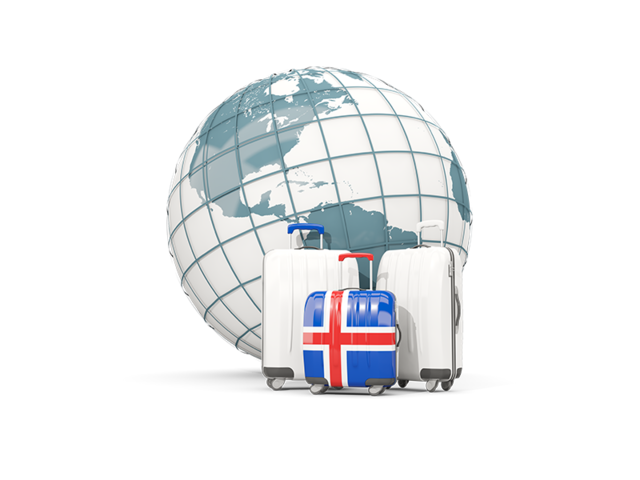 Bags on top of globe. Download flag icon of Iceland at PNG format