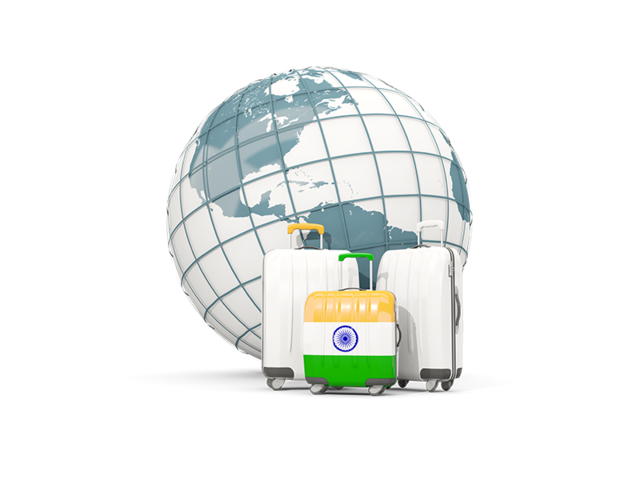 Bags on top of globe. Download flag icon of India at PNG format