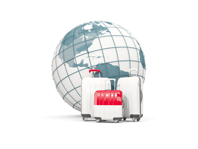 Bags on top of globe. Download flag icon of Indonesia at PNG format