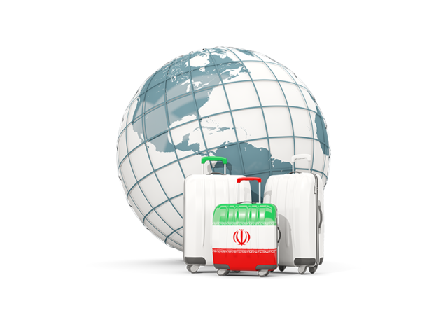 Bags on top of globe. Download flag icon of Iran at PNG format