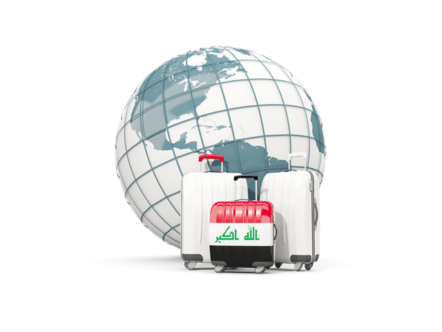 Bags on top of globe. Download flag icon of Iraq at PNG format
