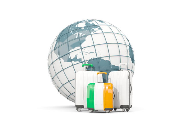 Bags on top of globe. Download flag icon of Ireland at PNG format