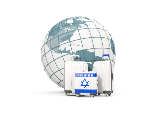 Bags on top of globe. Download flag icon of Israel at PNG format