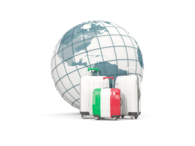 Bags on top of globe. Download flag icon of Italy at PNG format