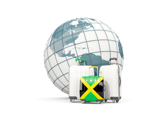 Bags on top of globe. Download flag icon of Jamaica at PNG format