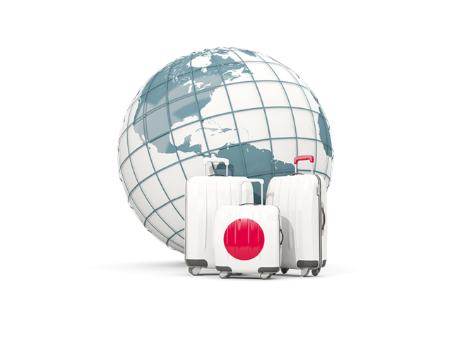 Bags on top of globe. Download flag icon of Japan at PNG format