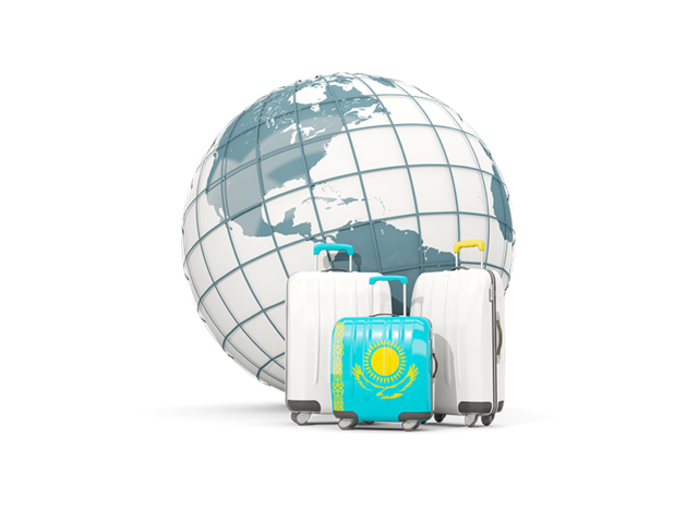 Bags on top of globe. Download flag icon of Kazakhstan at PNG format