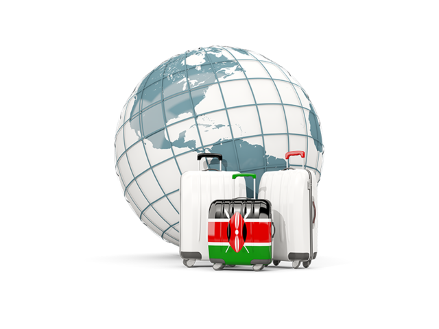 Bags on top of globe. Download flag icon of Kenya at PNG format