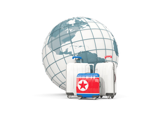 Bags on top of globe. Download flag icon of North Korea at PNG format