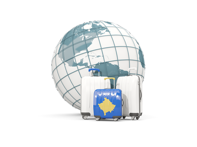 Bags on top of globe. Download flag icon of Kosovo at PNG format