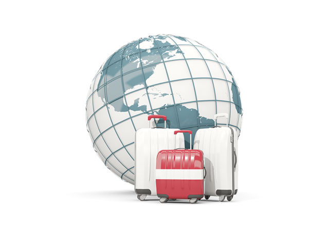 Bags on top of globe. Download flag icon of Latvia at PNG format