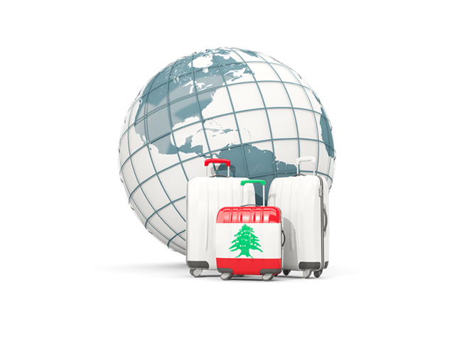 Bags on top of globe. Download flag icon of Lebanon at PNG format