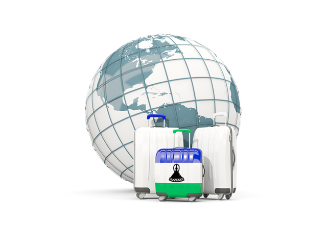 Bags on top of globe. Download flag icon of Lesotho at PNG format