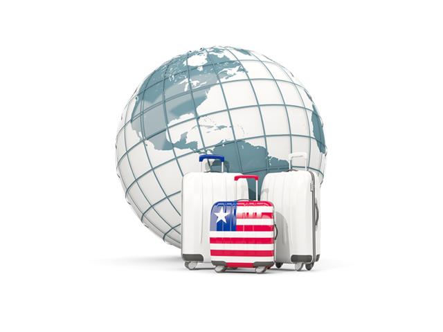 Bags on top of globe. Download flag icon of Liberia at PNG format