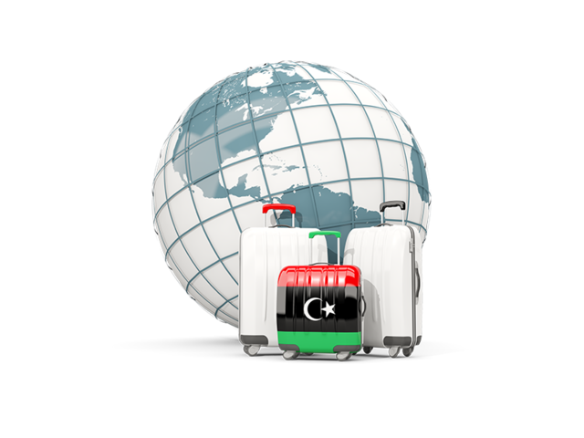 Bags on top of globe. Download flag icon of Libya at PNG format