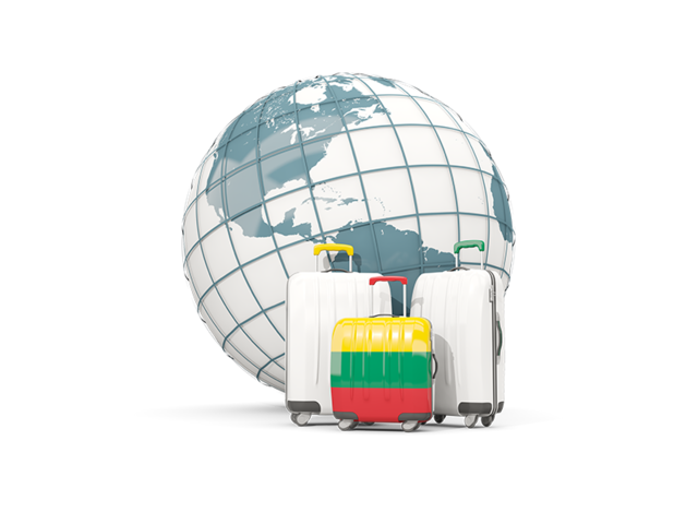 Bags on top of globe. Download flag icon of Lithuania at PNG format