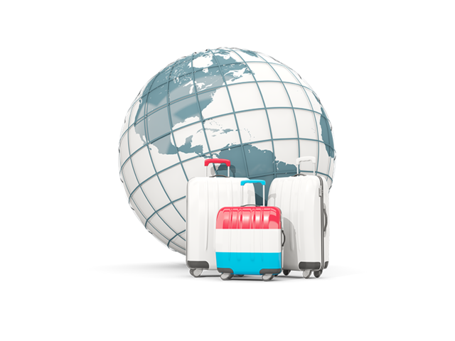 Bags on top of globe. Download flag icon of Luxembourg at PNG format