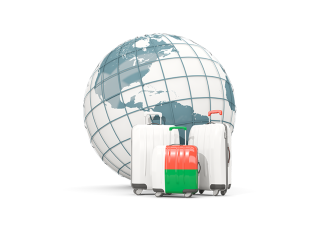 Bags on top of globe. Download flag icon of Madagascar at PNG format