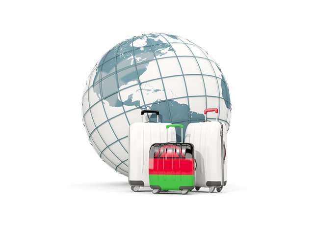 Bags on top of globe. Download flag icon of Malawi at PNG format