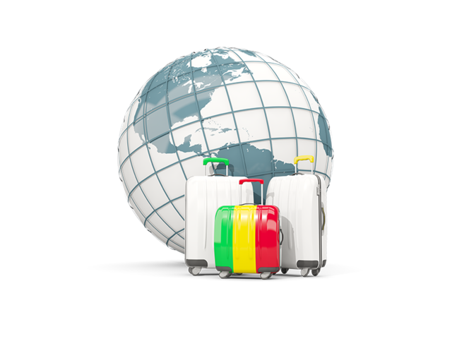 Bags on top of globe. Download flag icon of Mali at PNG format