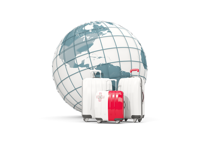 Bags on top of globe. Download flag icon of Malta at PNG format